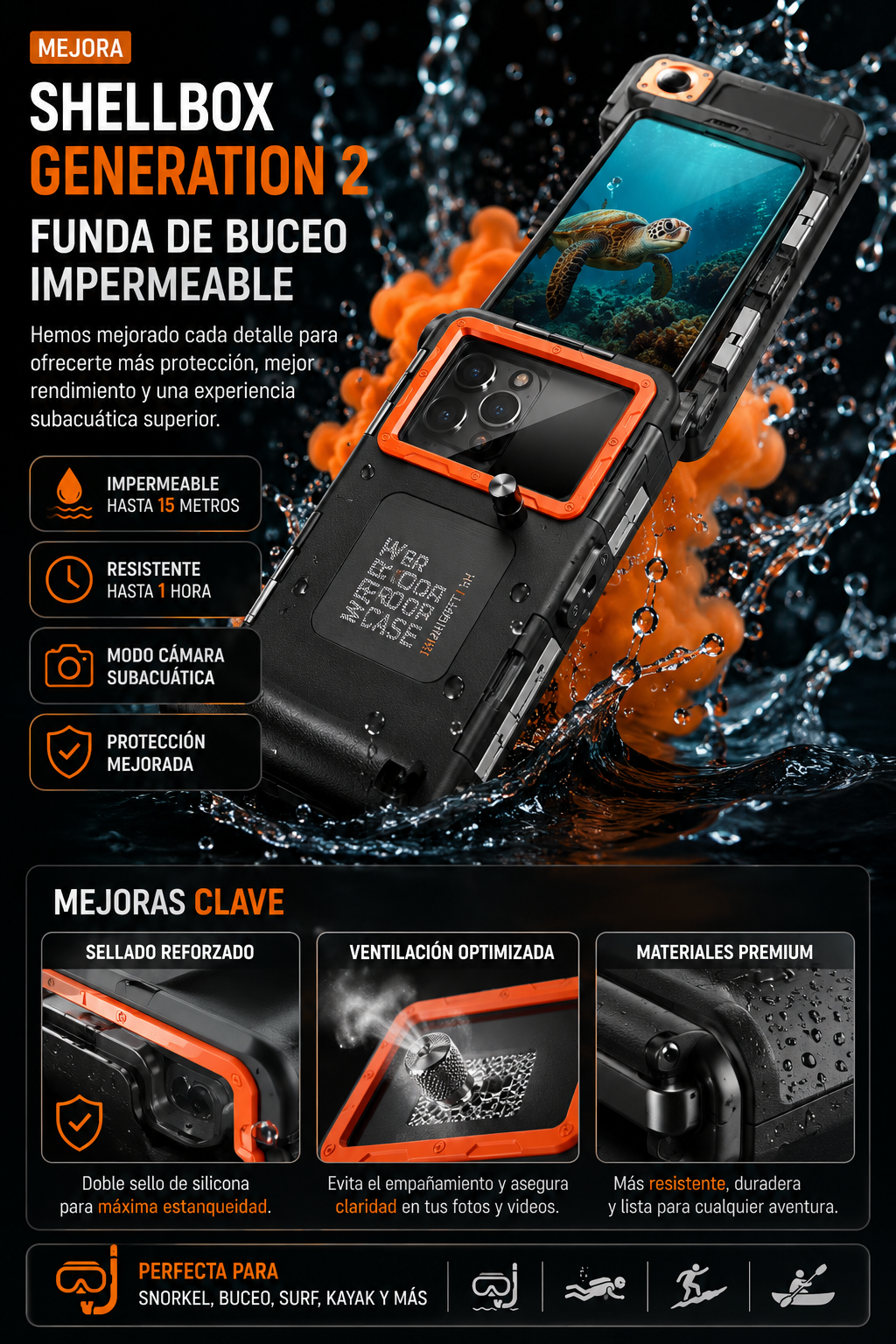 Funda Sumergible Universal para Móvil – Hasta 15m | Blue Moment